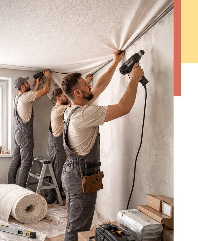 Монтаж фактурного натяжного потолка в Старой Руссе от 764 руб. — ОТДЕЛОЧНИК-Срс