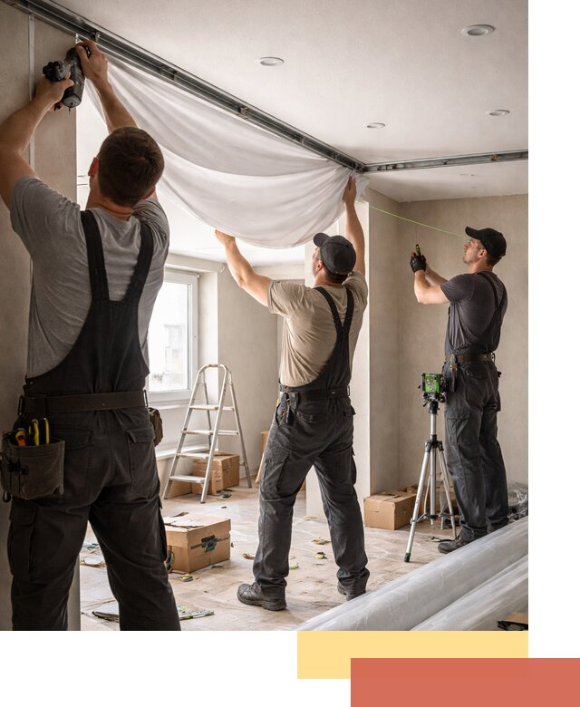 Монтаж парящего натяжного потолка под ключ в Старой Руссе