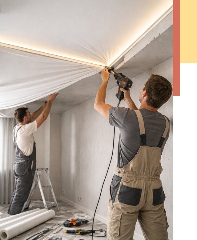 Монтаж натяжного потолка с подсветкой в Старой Руссе от 968 руб. | ОТДЕЛОЧНИК-Срс