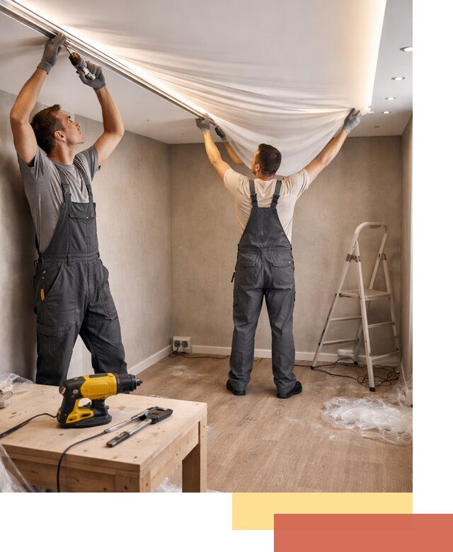 Монтаж натяжного потолка с подсветкой в Старой Руссе цена и сроки