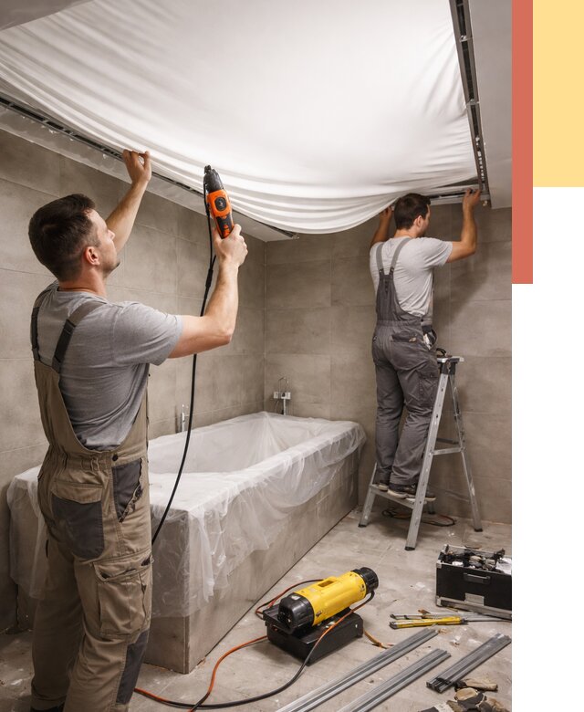 Монтаж натяжного потолка в ванной в Старой Руссе от 1223 руб. под ключ | ОТДЕЛОЧНИК-Срс