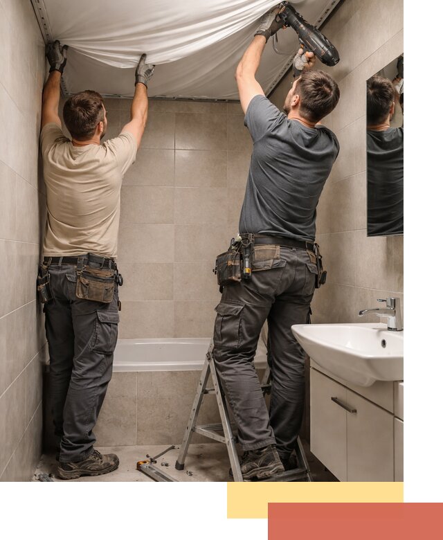 Монтаж натяжного потолка в ванной в Старой Руссе быстро и качественно