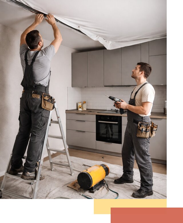 Монтаж натяжного потолка на кухне в Старой Руссе