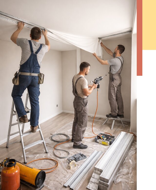 Монтаж натяжного потолка в студии в Старой Руссе от 5605 руб. — быстро и недорого | ОТДЕЛОЧНИК-Срс