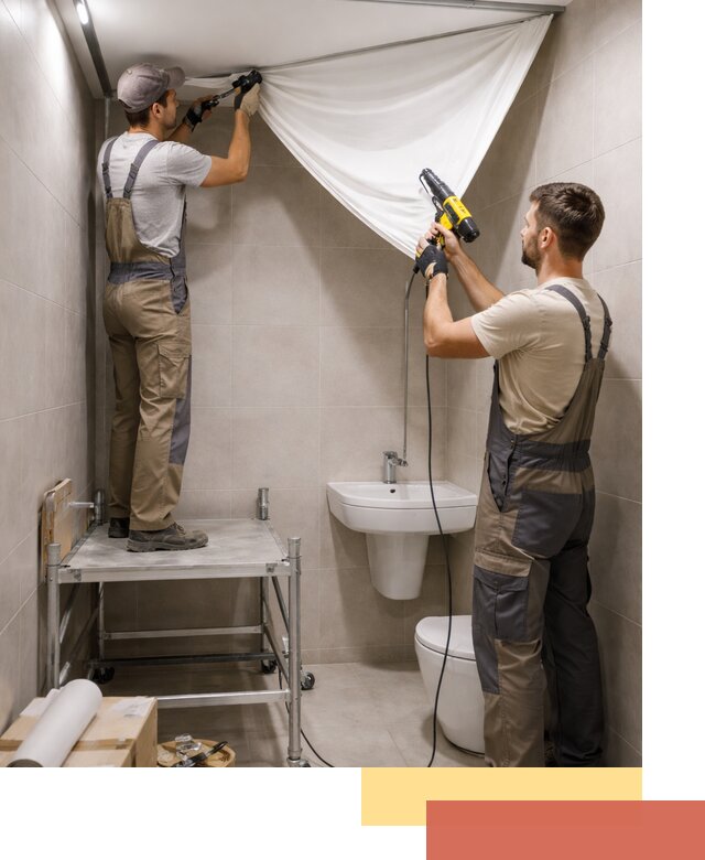 Монтаж натяжного потолка в санузле в Старой Руссе