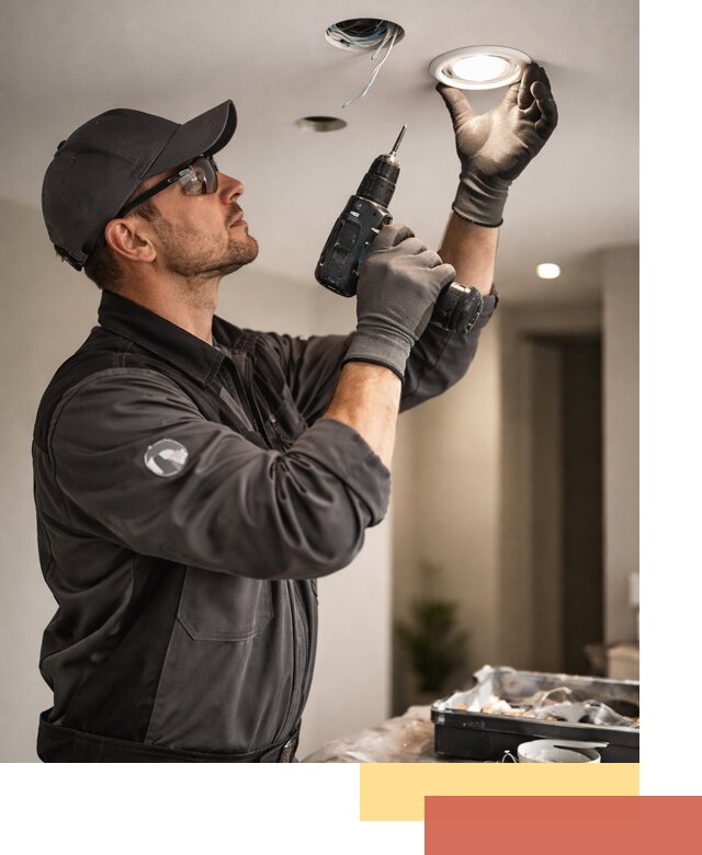 Установка точечных светильников в натяжной потолок в Старой Руссе