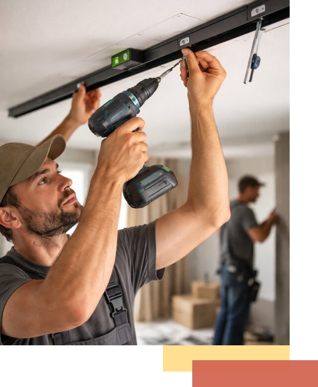 Установка трековых светильников в натяжной потолок в Старой Руссе