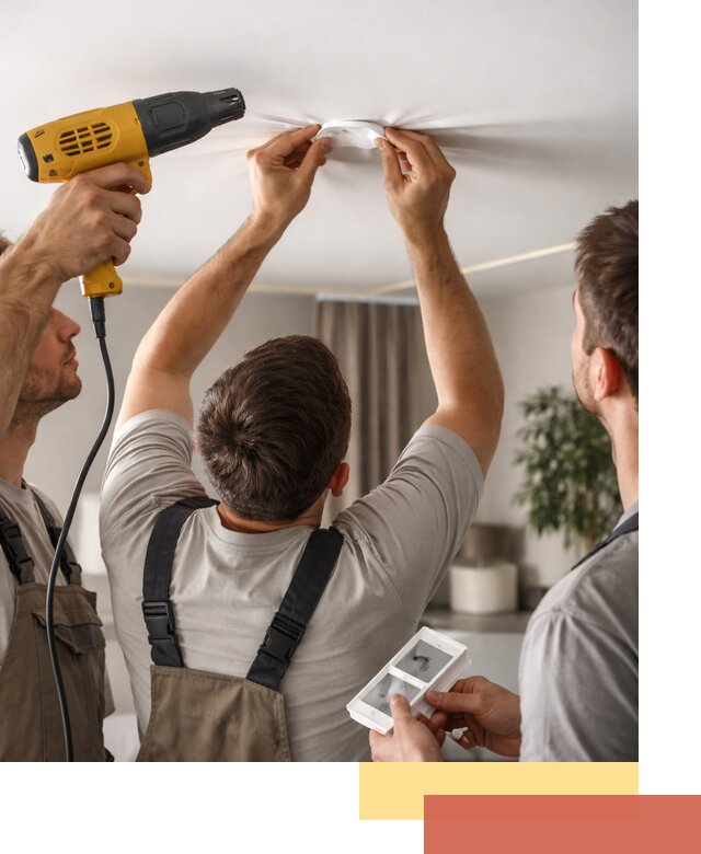 Ремонт прокола полотна натяжного потолка в Старой Руссе