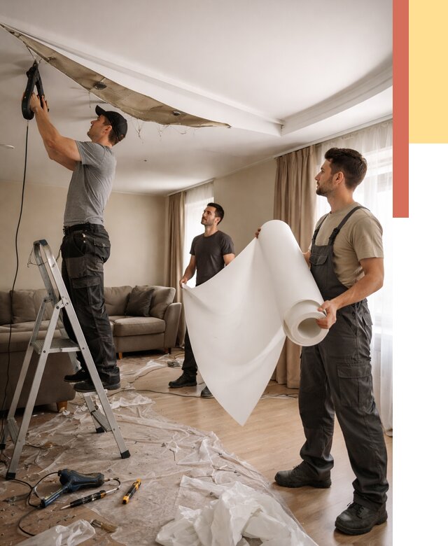 Замена полотна натяжного потолка в Старой Руссе от 9681 руб. быстро и недорого | ОТДЕЛОЧНИК-Срс