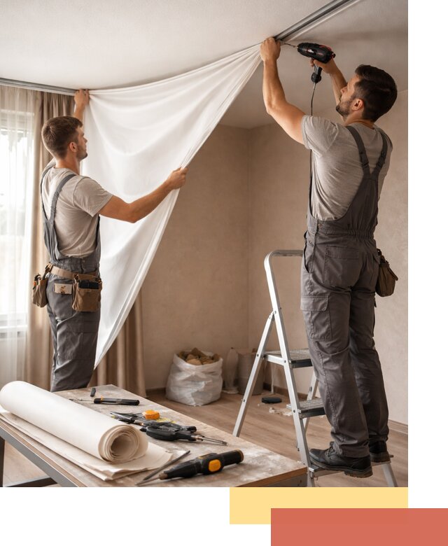 Замена полотна натяжного потолка в Старой Руссе быстро и качественно