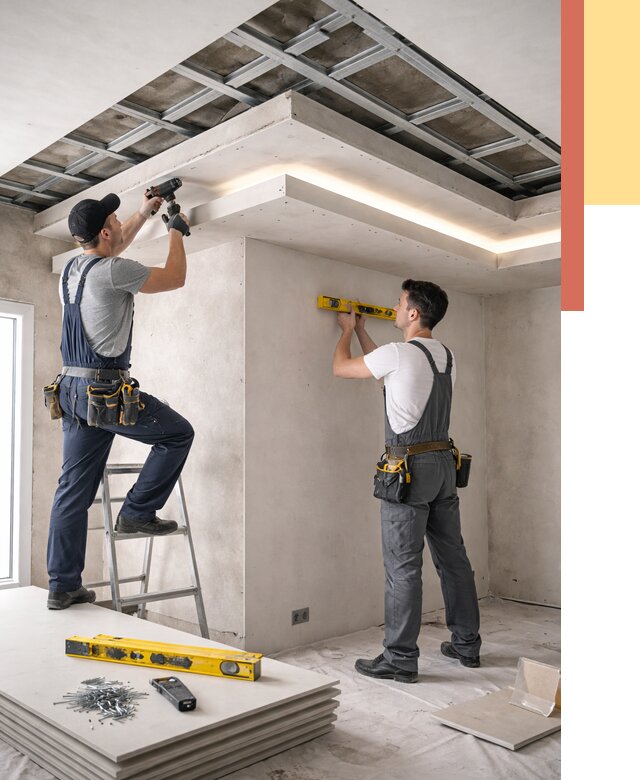 Двухуровневый потолок из гипсокартона в Старой Руссе от 1478 руб. под ключ | ОТДЕЛОЧНИК-Срс