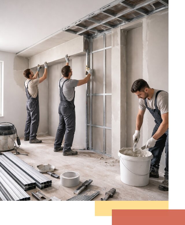 Монтаж потолка из гипсокартона с нишей в Старой Руссе