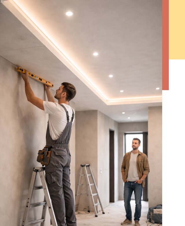 Потолок из гипсокартона с подсветкой в Старой Руссе от 764 руб./м2 под ключ | ОТДЕЛОЧНИК-Срс