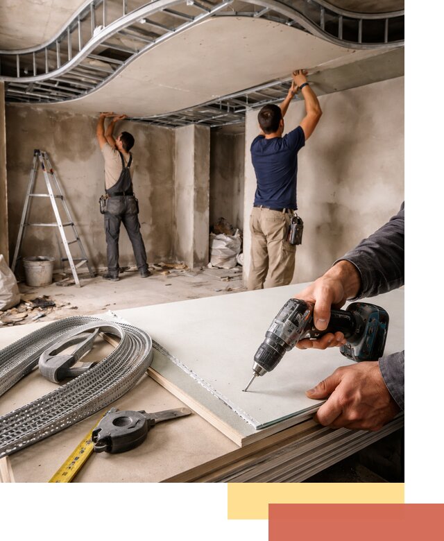 Криволинейный потолок из гипсокартона в Старой Руссе — монтаж и отделка