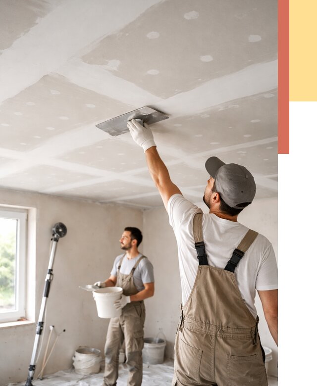 Шпаклевка потолка из гипсокартона в Старой Руссе от 3261 руб./м2 — услуги под ключ | ОТДЕЛОЧНИК-Срс