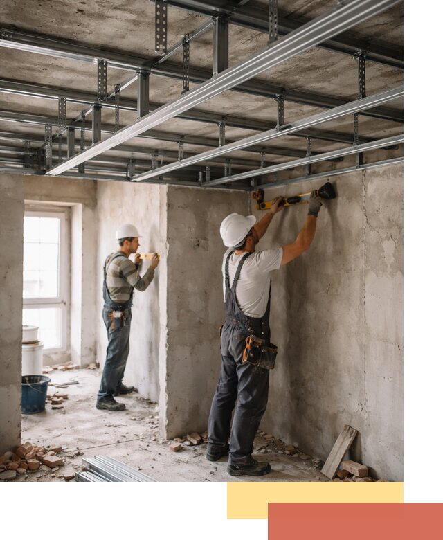 Монтаж каркаса потолка из профильного профиля в Старой Руссе