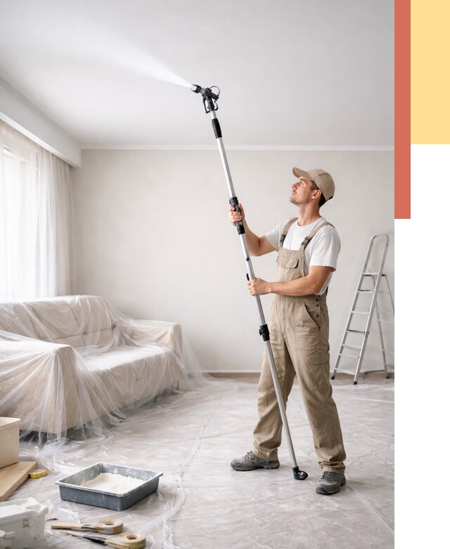 Покраска потолка краскопультом в Старой Руссе от 4586 руб. быстро и недорого | ОТДЕЛОЧНИК-Срс