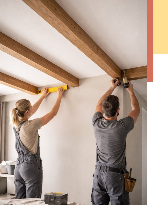 Монтаж декоративных балок на потолок в Старой Руссе от 4280 руб. — ОТДЕЛОЧНИК-Срс